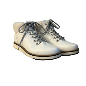 White Mountain White Cozy Faux Shearling Booties Leather Sz 7
